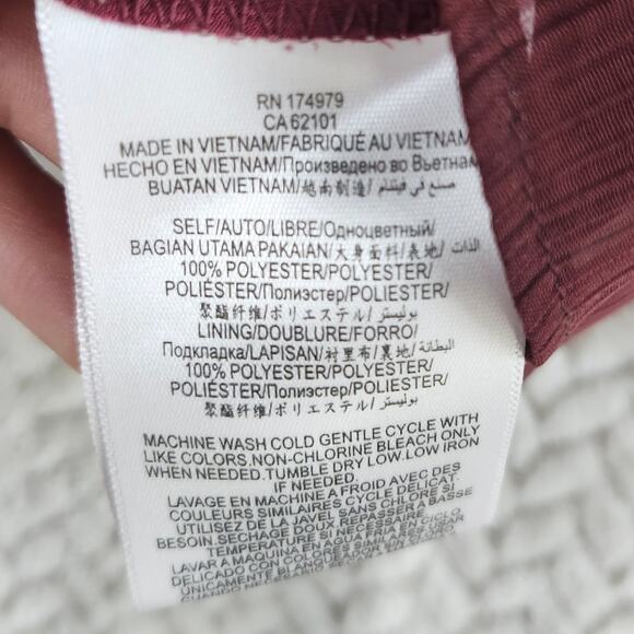 BCBGeneration Women XS Burgundy Chiffon Sheer Bell Sleeve Ruffle Top Indie/Boho - Picture 6 of 10